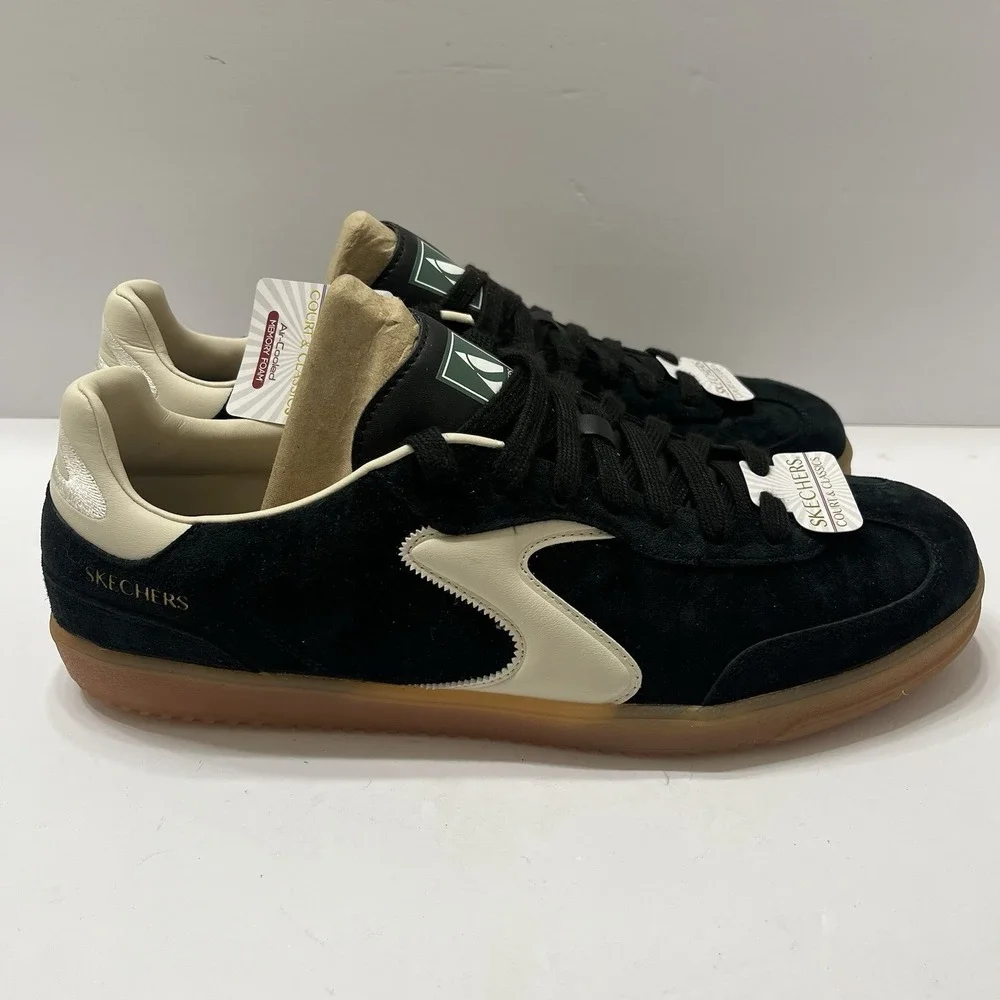 Skechers Court & Classic Men Hotshot Azir Sneaker Black Suede Gum Rubber Sole 11